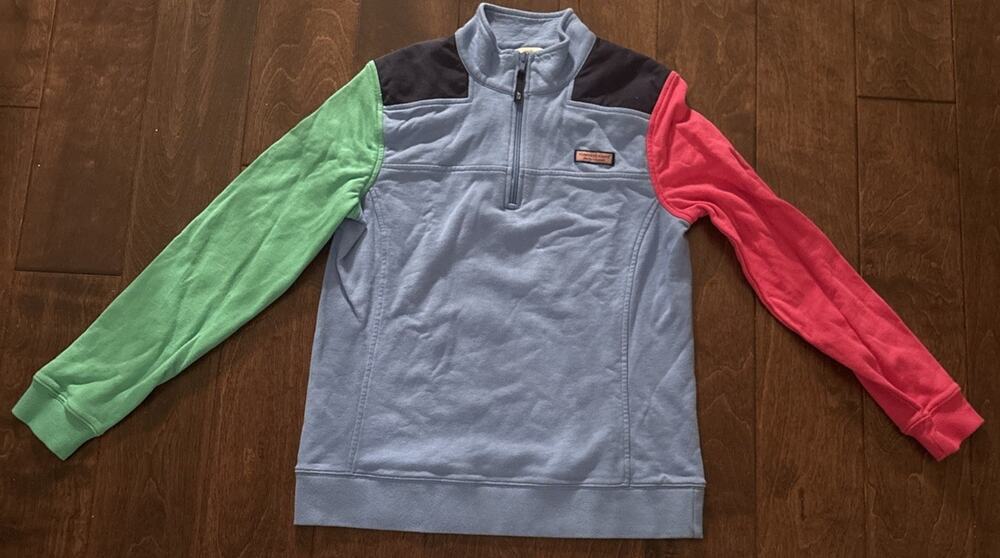 Vineyard Vines 1/4 Zip Mockneck Sweatshirt women Size S Blue/Red